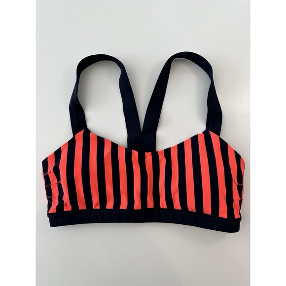 LULULEMON Womens Sports Bra Cardio Kick Sea Stripe Light Flare Inkwell Navy Blue - Picture 1 of 8